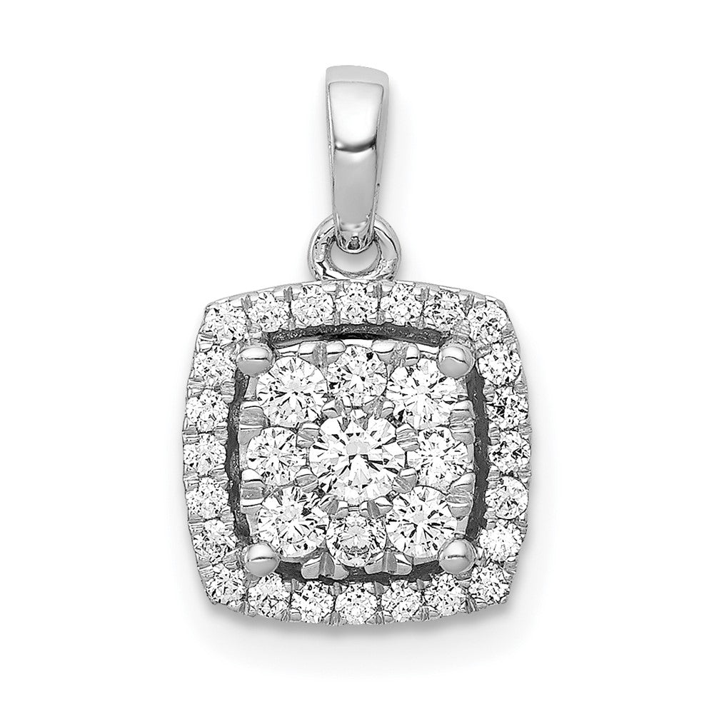 14k White Gold 1/2ct. Diamond Square Cluster Pendant