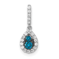 Load image into Gallery viewer, 14k White Gold 1/4ct. Blue/White Diamond Teardrop Pendant
