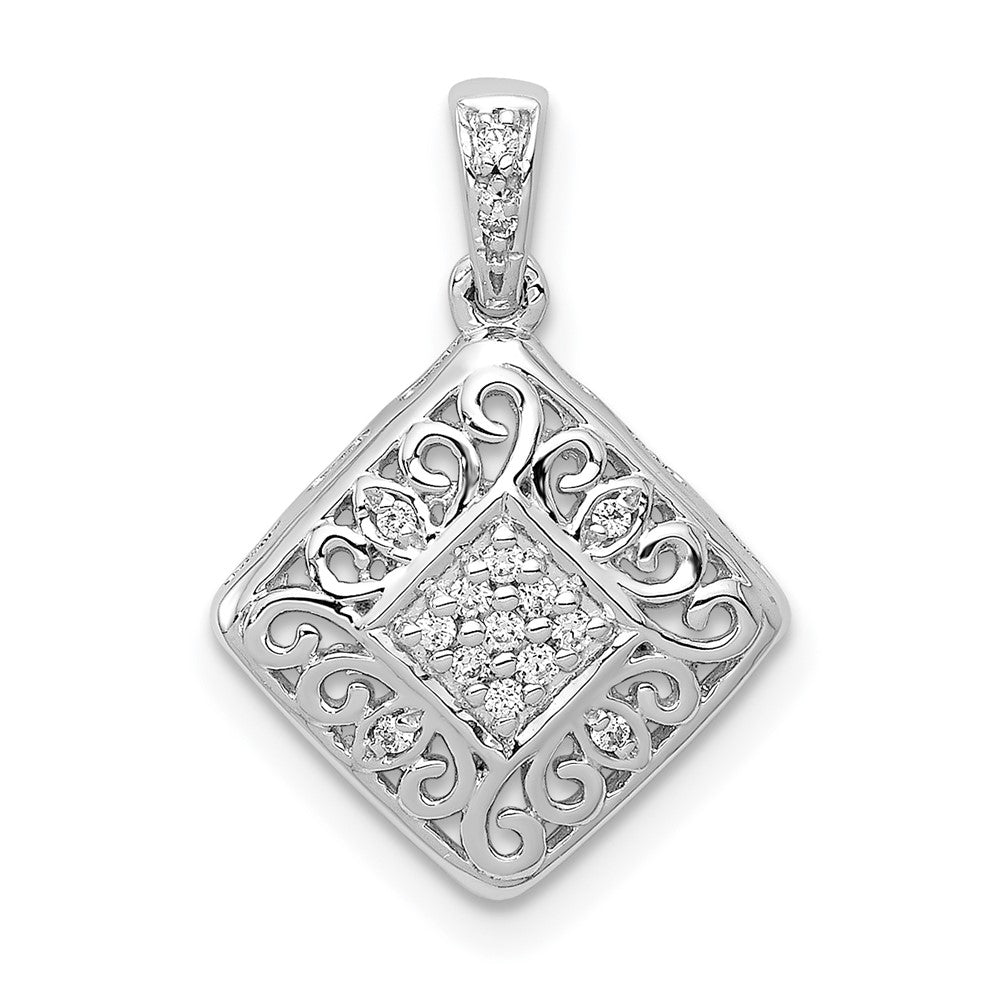 14k White Gold 1/15ct. Diamond Fancy Pendant