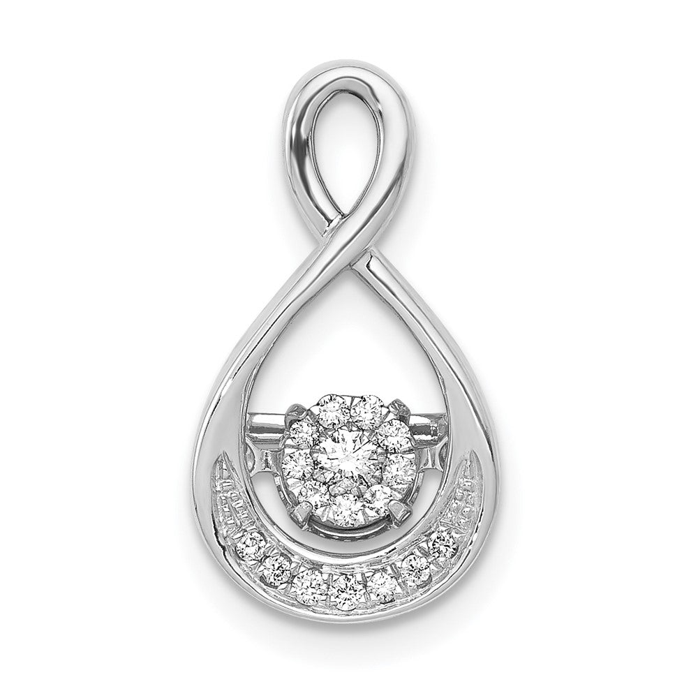 14k White Gold 1/10ct. Vibrant Moving Diamond Teardrop Chain Slide Pendant