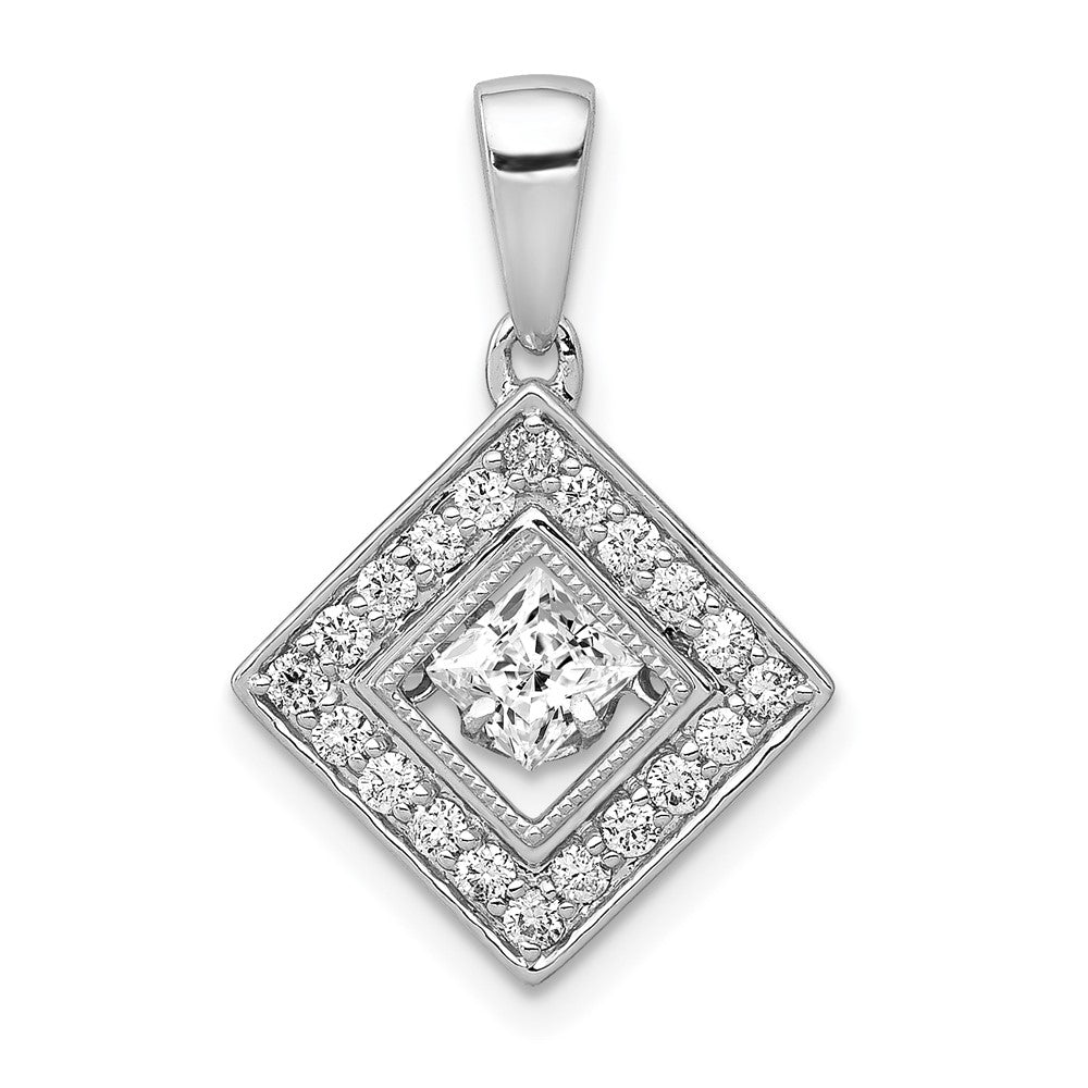 14k White Gold 1/2ct. Vibrant Diamond Tilted Square Pendant