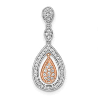 Load image into Gallery viewer, 14k Rose and White Gold 1/4ct. Diamond Double Teardrop Chain Slide
