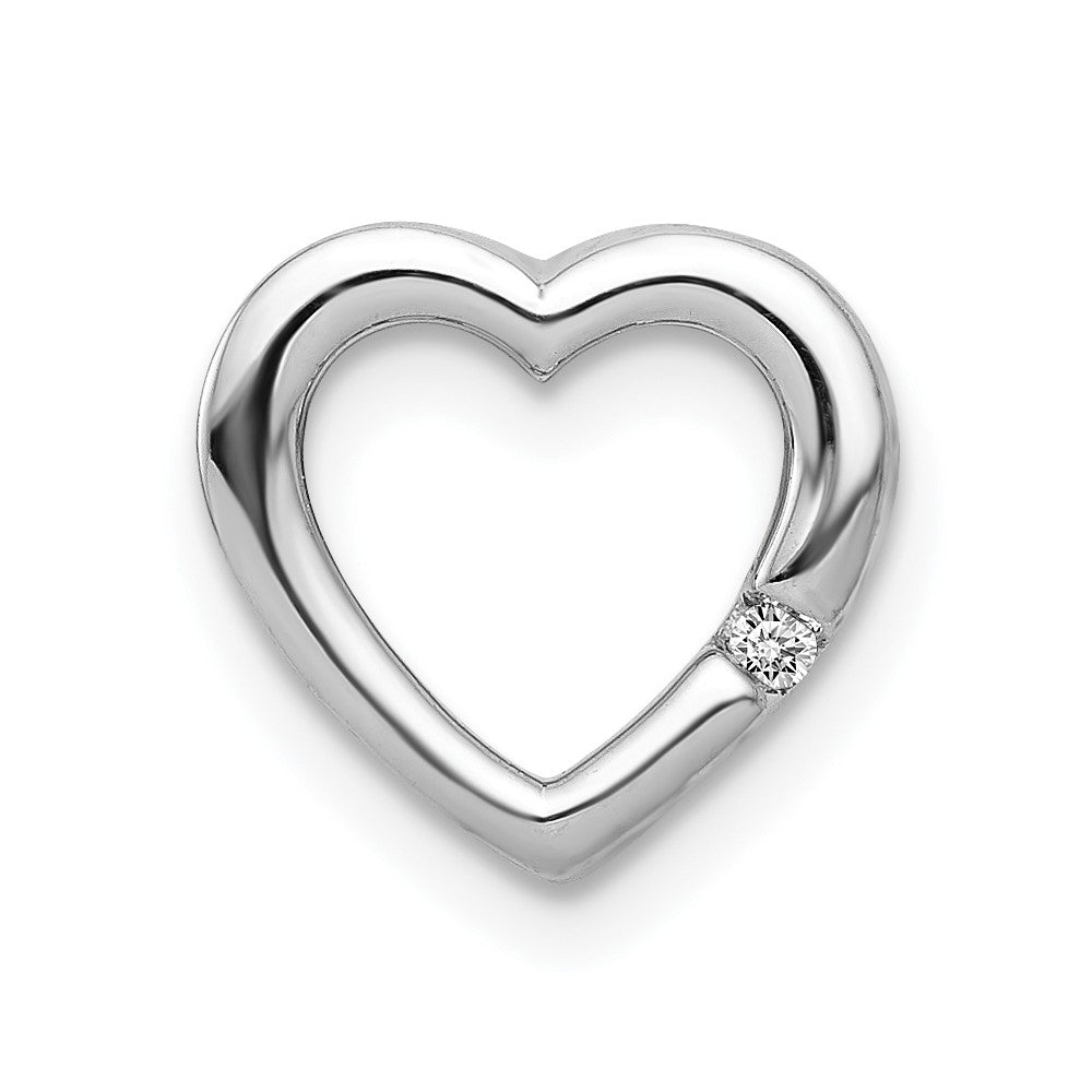 14k White Gold .01ct. Diamond Heart Chain Slide