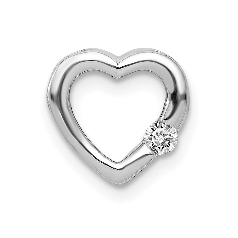 14k White Gold 1/20ct. Diamond Heart Chain Slide
