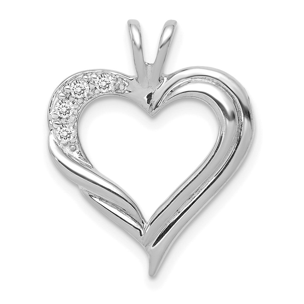 14k White Gold Diamond Fancy Heart Pendant