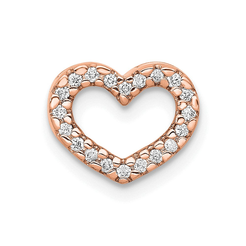 14k Rose Gold 1/15ct. Diamond Heart Chain Slide
