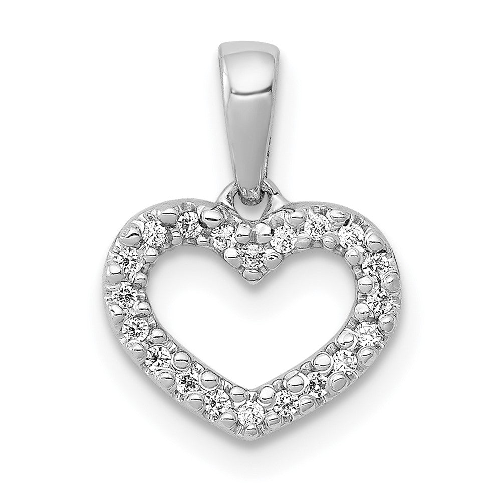 14k White Gold .03ct. Diamond Heart Pendant