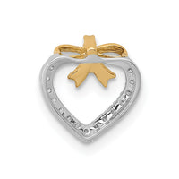 Load image into Gallery viewer, 14k White w/ Yellow Rhod Polished 1/10ct. Diamond Heart w/ Bow Chain Slide
