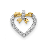 Load image into Gallery viewer, 14k White w/ Yellow Rhod Polished 1/10ct. Diamond Heart w/ Bow Chain Slide
