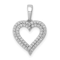 Load image into Gallery viewer, 14k White Gold 1/4ct. Diamond 2-row Heart Pendant
