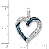 Load image into Gallery viewer, 14k White Gold 1/20ct. Blue and White Diamond Heart Pendant
