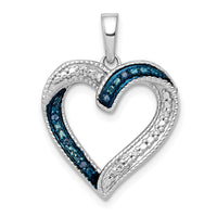 Load image into Gallery viewer, 14k White Gold 1/20ct. Blue and White Diamond Heart Pendant
