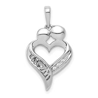Load image into Gallery viewer, 14k White Gold Diamond MOM Heart Pendant
