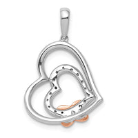 Load image into Gallery viewer, 14k White and Rose Gold 1/15ct. Diamond Entwined Hearts Pendant
