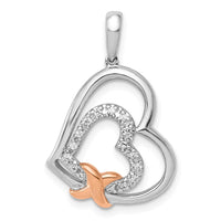 Load image into Gallery viewer, 14k White and Rose Gold 1/15ct. Diamond Entwined Hearts Pendant
