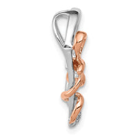Load image into Gallery viewer, 14k White and Rose Gold Diamond Polished Heart w/Bow Chain Slide
