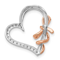 Load image into Gallery viewer, 14k White and Rose Gold Diamond Polished Heart w/Bow Chain Slide
