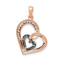 Load image into Gallery viewer, 14k Rose Gold Champagne and White Diamond Hearts Pendant
