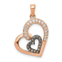 Load image into Gallery viewer, 14k Rose Gold Champagne and White Diamond Hearts Pendant
