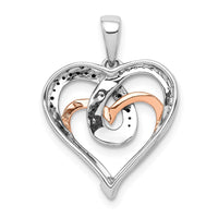 Load image into Gallery viewer, 14k White and Rose Gold White and Black Diamond Hearts Pendant
