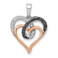 Load image into Gallery viewer, 14k White and Rose Gold White and Black Diamond Hearts Pendant

