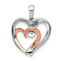 Load image into Gallery viewer, 14k White and Rose Gold 1/20ct. Diamond Double Heart Pendant
