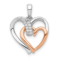 Load image into Gallery viewer, 14k White and Rose Gold 1/20ct. Diamond Double Heart Pendant
