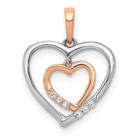 Load image into Gallery viewer, 14kt White w/ Rose Gold Heart Charm Diamond Heart Pendant

