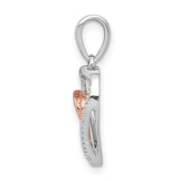 Load image into Gallery viewer, 14k White and Rose Gold 1/20ct. Diamond Double Hearts Pendant
