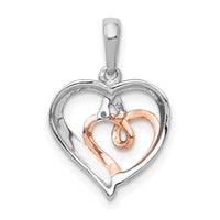 Load image into Gallery viewer, 14k White and Rose Gold 1/20ct. Diamond Double Hearts Pendant
