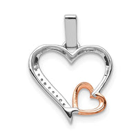 Load image into Gallery viewer, 14k White and Rose Gold 1/20ct. Diamond Double Hearts Pendant
