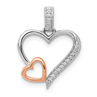 Load image into Gallery viewer, 14k White and Rose Gold 1/20ct. Diamond Double Hearts Pendant
