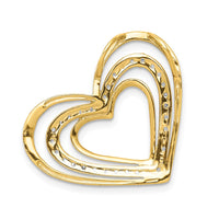 Load image into Gallery viewer, 14k .01ct. Diamond and Rhodium Triple Heart Chain Slide
