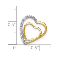 Load image into Gallery viewer, 14k and Rhodium .01ct. Diamond Double Heart Chain Slide
