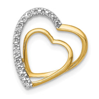 Load image into Gallery viewer, 14k and Rhodium .01ct. Diamond Double Heart Chain Slide
