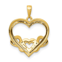 Load image into Gallery viewer, 14k .03ct. Diamond and Rhodium Heart w/3 Smaller Hearts Pendant
