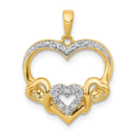 Load image into Gallery viewer, 14k .03ct. Diamond and Rhodium Heart w/3 Smaller Hearts Pendant
