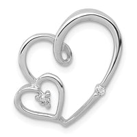Load image into Gallery viewer, 14k White Gold 1/20ct. Diamond Double Hearts Chain Slide
