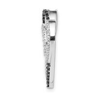 Load image into Gallery viewer, 14k White Gold Black and White Diamond Entwined Heart Chain Slide
