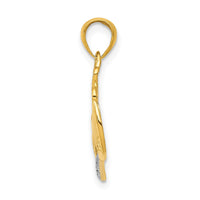 Load image into Gallery viewer, 14k .02 Diamond MOMMY Double Heart pendant
