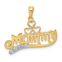 Load image into Gallery viewer, 14k .02 Diamond MOMMY Double Heart pendant
