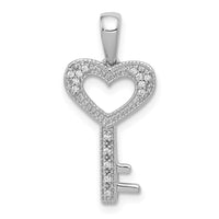 Load image into Gallery viewer, 14k White Gold 1/20ct. Diamond Heart Key Pendant
