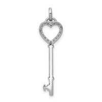 Load image into Gallery viewer, 14k White Gold Diamond Heart Key Pendant
