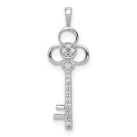 Load image into Gallery viewer, 14k White Gold Diamond Club Key Pendant
