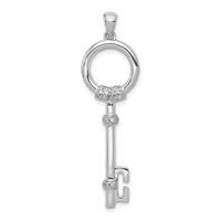 Load image into Gallery viewer, 14k White Gold Diamond Circle Key Pendant

