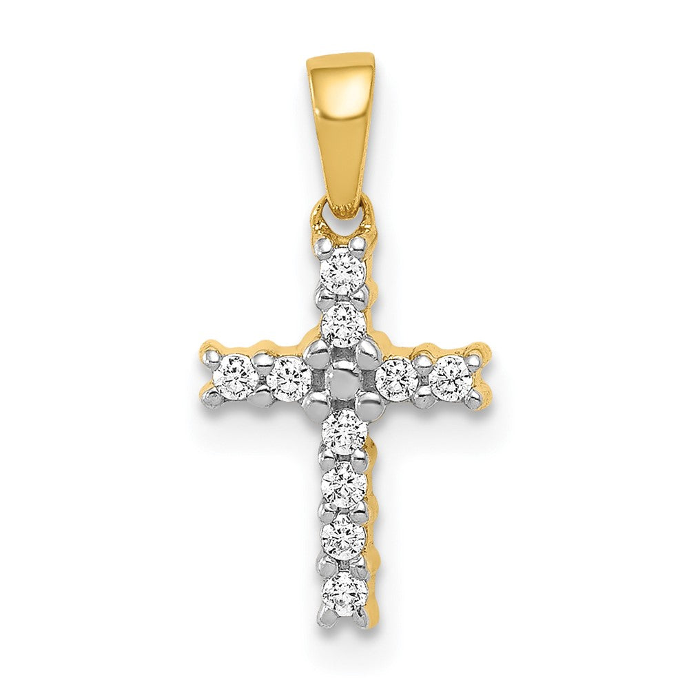14k and Rhodium 1/10ct. Diamond Latin Cross Pendant