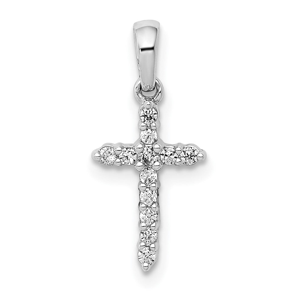 14k White Gold Polished Diamond Cross Pendant