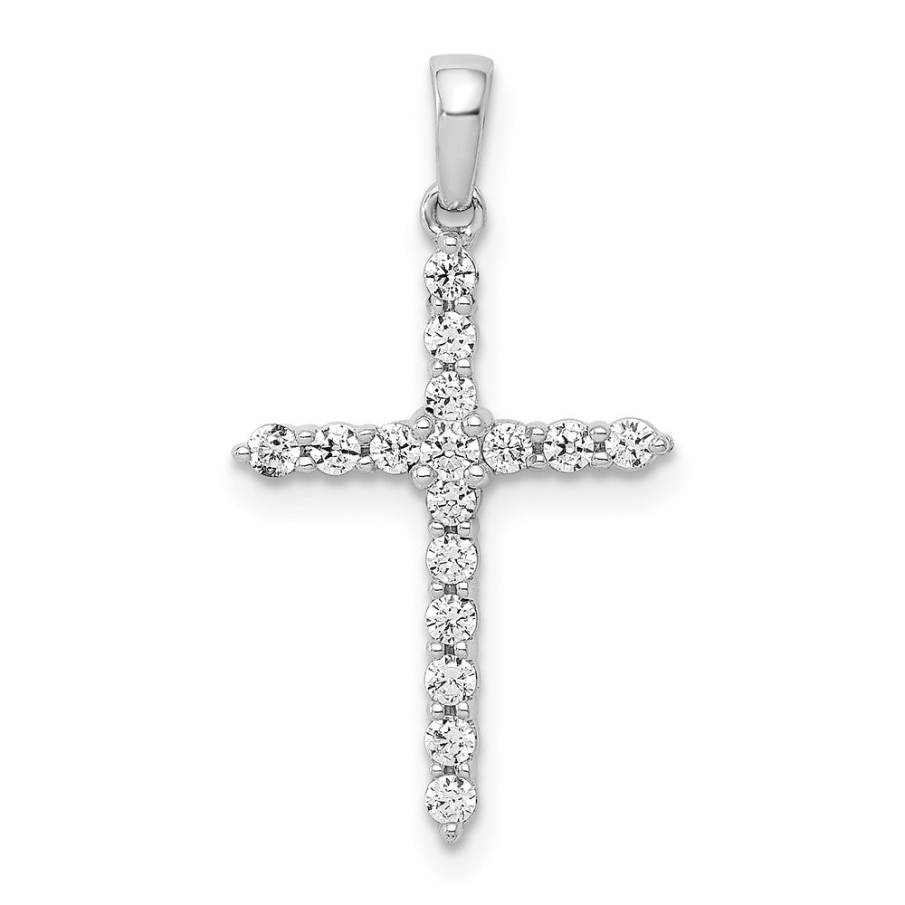 14k White Gold Polished 1/4ct. Diamond Cross Pendant