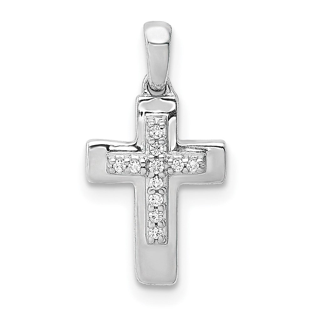 14k White Gold Diamond Cross Pendant