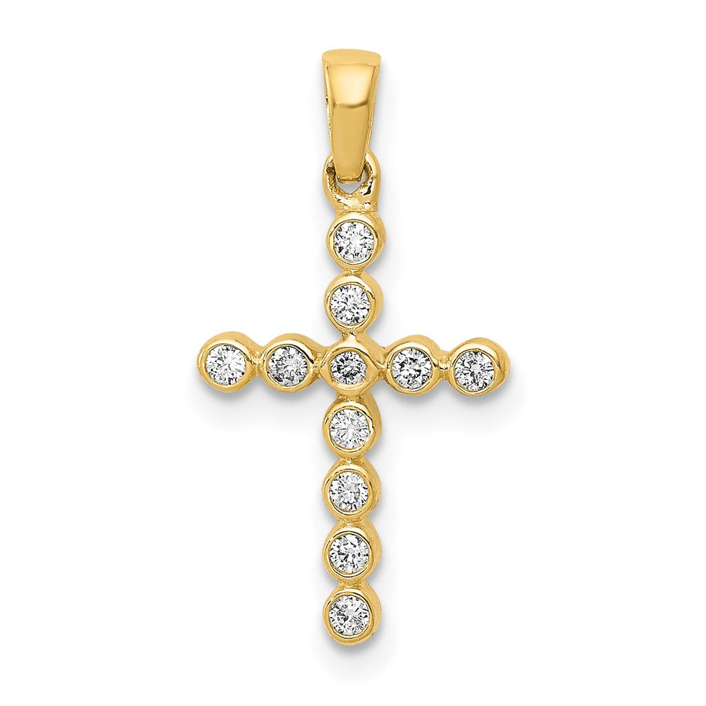 14k Polished 1/10ct. Diamond Cross Pendant